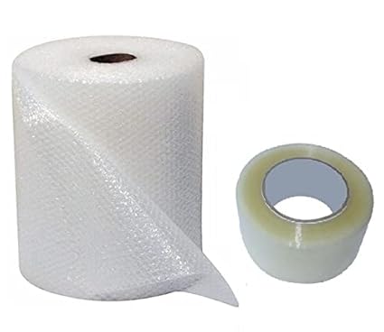 Ekan 30 GSM Air Bubble Wrap for Packing Material with Free 200 Meter Transparent Packing Tape Roll for Your Daily Packaging & Safety Needs Multipurpose Home and Office (10 Meters Long 40 Inch Width)