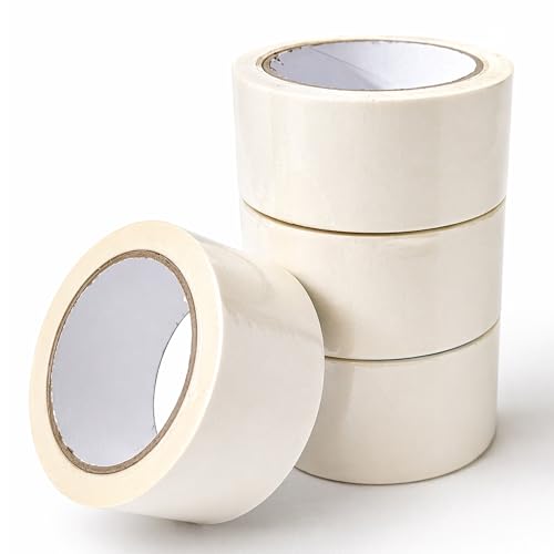 CredForge Masking Tape 50mm x 30m 4 Rolls 120m Wide Masking Tape for Painting & Decorating Easy Tear Painters Tape Clean Removal for DIY Home Art & Craft