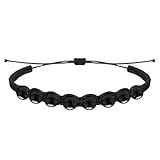 cotigo - Pulsera de Piedra Natural para Mujer y Hombre, Protección y Buena Suerte (Agata Negra 6mm)