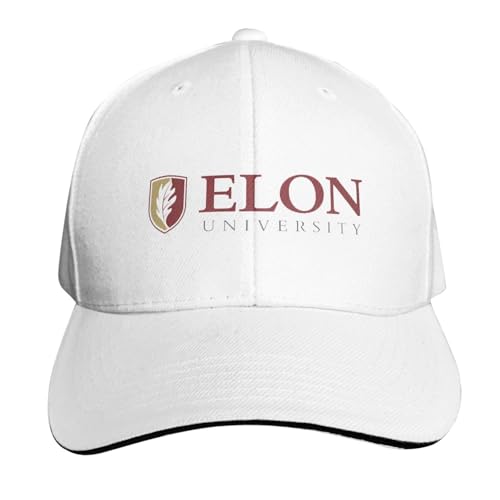 Fsugnioe Elon University Cap Adjustable Printed Hiphop Baseball Hat White