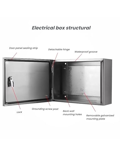 Lockable Weatherproof Electrical Junction Box, 304 Stainless Steel Enclosure with Mounting Plate for Outdoor Use, Durable Electrical Box for Secure Connections