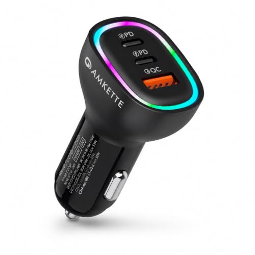 Image of MOZEN by Amkette PowerPro 60W Car Charger, 3 Port (Dual Type C + USB A) Car Charger Socket, Fast Charging, ABS Build, Safety Protections, Multi-Device Compatible - Mobiles, Tablets & More