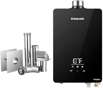 Natural Gas Tankless Water Heater, GASLAND CG422NG Up to 4.22 GPM 102000 BTU Indoor Installation Instant Residential Natural Gas On-demand Tankless Hot Water Heater,3" Stainless Steel Vent Pipe Kit