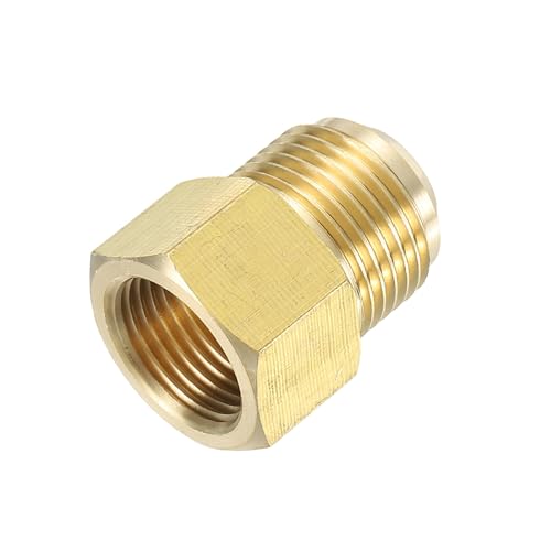 YELARXI Brass Flare Tube Fitting Coupling Gas Adapter, 5/8" Male Flare x 1/2 Inch Female SAE Thread Pipe Connector Fit for air Conditioning HVAC Automotive Grills (Gold)