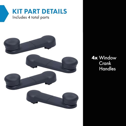 Image of TRQ Front & Rear Window Crank Handle Set Black Compatible with 2009-2010 Dodge Caliber 1995-2005 Neon 1997-2000 Jeep Cherokee 2007-2010 Compass 2002-2005 Liberty Patriot 1995-2001 Plymouth