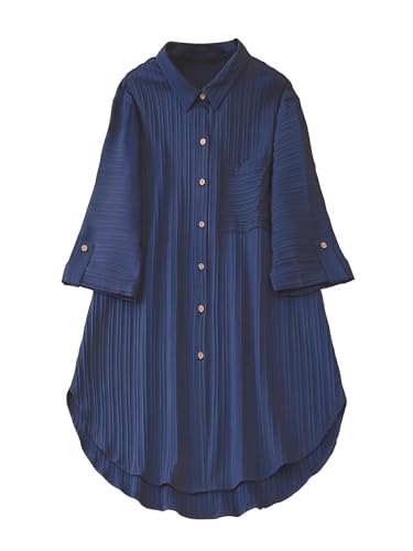 Image of Shasmi Women's Brown Solid Color Woven Long Sleeve Shirt Dress with Button Cuff, Business Casual (Dress 160)
