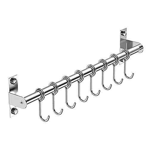 Estante para utensilios montado en la pared Riel de cocina colgante de acero inoxidable con ganchos extraíbles 6/8/10 Organizador de suspensión-1
