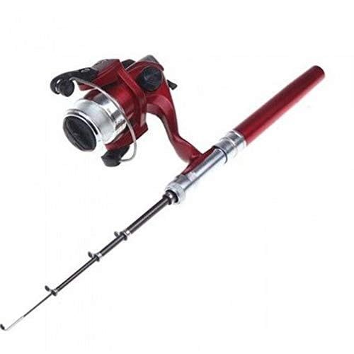 H8022 صنارة صيد اسماك الومنيوم صغيرة بحجم القلم، احمر