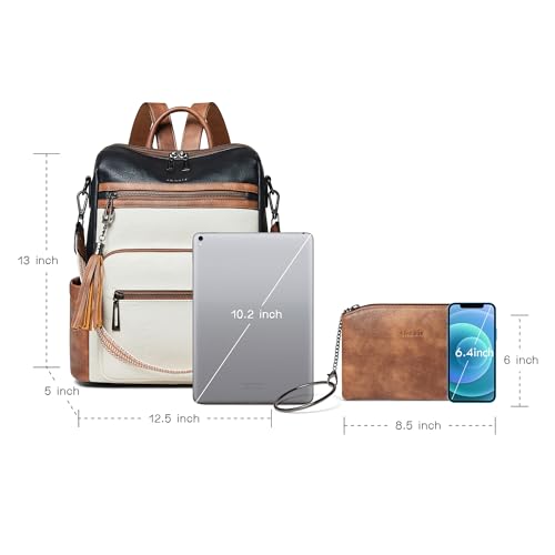 Image of Shrrie Vegan Leather Backpack Purse for Women with Adjustable Shoulder Bag | Water Resistant Fashion Designer Travel Backpack,Convertible Shoulder Bag with Wristlet,College Work