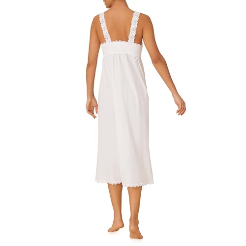 Eileen West Sleepwear & Loungewear for Women - Villa Blanca Collection - 100% Cotton Lightweight Sleeveless Long Nightgown3