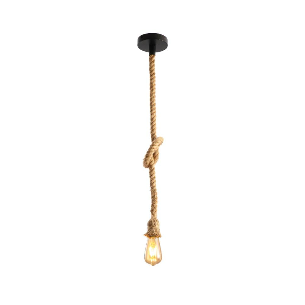 TEKLED® Hemp Rope LED Ceiling Light | 95cm Farmhouse Rustic Pendant Light | E27 Screw Bulb Base | Home&Industrial Modern Design Pendant Light | for Bar Kitchen Dining Room Bedroom Coffee Shop