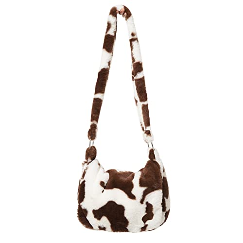 Bolso bandolera de piel sintética con estampado de vaca miniatura 1