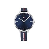 Tommy Hilfiger Women's Quartz Stainless Steel and Silicone Strap Casual Watch, Color: Navy (Model: 1782154)