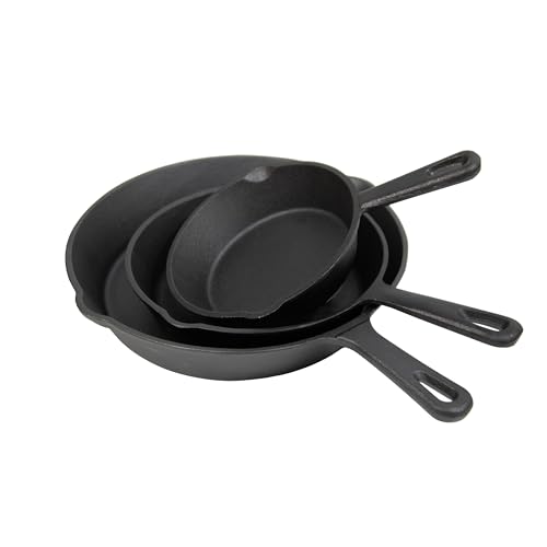 Image of Stansport Pre-Seasoned Cast Iron Skillets - 3 Piece Set