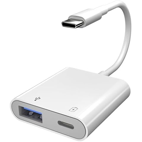 Znoogrn USB C to USB OTG Adapter with Charging Port, 2 in 1 USB-C Splitter with 60W PD Charging & USB 3.0 Port for MacBook Pro, iPhone 15, PC, iPad Pro, Laptop, PC, etc Devices Cover