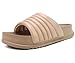 KuaiLu Womens Sandals with Arch Support Orthopedic Slippers Comfortable Lightweight Cushion Recovery Slides Summer Fashion Leather Casual Plantar Fasciitis Shoes Indoor Outdoor Size Beige 11