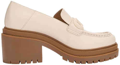 Michael Kors Damen Rocco Heeled Loafer Moccasin, Light Cream, 39.5 EU