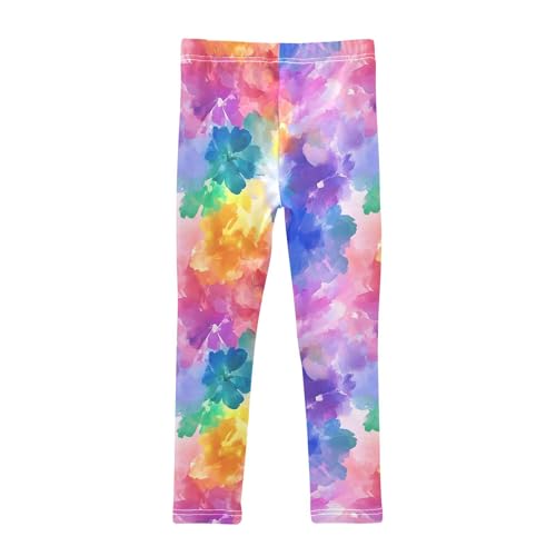Rainbow Colorful Flower Girls Casual Leggings for Kids Printed Long Pant Bottoms Stretch and Soft2