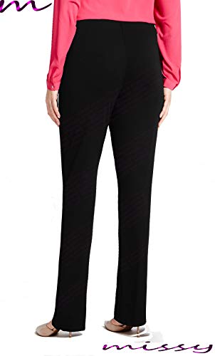 M1427 New Ladies Stretch Trousers Pack Of 2 Straight Leg Stretch Ribbed Trousers Black Size 8-26 (10, Black Regular) - 2