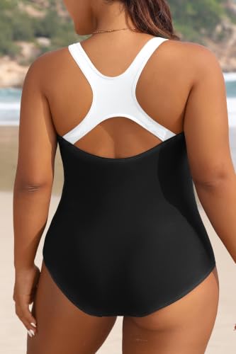 Image of Aqua Eve Plus Size Swimsuits Athletic One Piece Bathing Suit for Women Tummy Control Slimming Swimwear