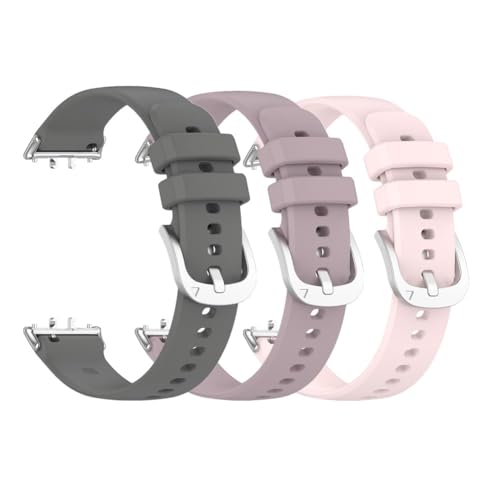 Waekethy Correas para Samsung Galaxy Fit 3 SM-R390, Silicona Suave Correa Reloj Deporte Smartwatch Reemplazo Pulsera Compatible con Samsung Galaxy Fit 3 SM R390 (Gris+morado+rosa)