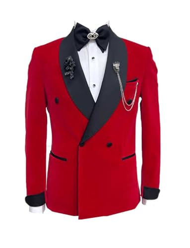 Men's Velvet Blazer Shawl Lapel Double Breasted Buttons Suit Jacket for Leisure/Dinner/Groom