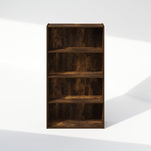 Image of Furinno Simple Book Shelf, 4-Tier Bookshelf, Bookcase with Open Shelf, 9.4 x 23.6 x 41.7, for Living Room, Bedroom, Home Office, Amber Pine