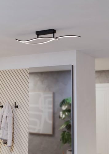 Eglo LED Ceiling lamp Grisolia, Curved Ceiling Light Fitting, Living Room Lighting Made of Metal and Plastic in Black - Image 4