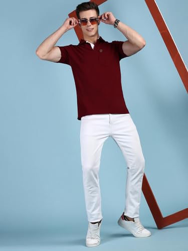 Image of Lux Cozi Men's Half Sleeve Soild Casual Regular Fit T-Shirt with Chest Pocket | Polo Tshirt for Men