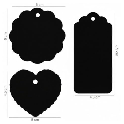 Image of CVANU Writable Black Gifts Tag Multi-Purpose Blank Hanging Tags with Jute Strong Twine for Wedding| Parties| Craft Decoration (6x6cm) (200pcs)