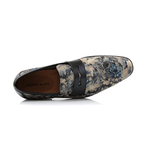 Image of Ferro Aldo Men's Classic Penny Loafers & Slip-On Dress Shoes | Woven, Floral, and Plaid Styles |