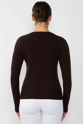 Image of JENNIE LIU Women's 100% Pure Cashmere Long Sleeve Pullover V Neck Sweater
