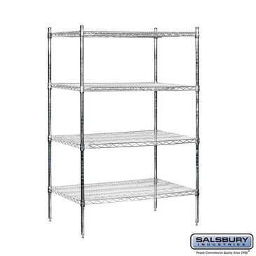 Salsbury Industries Stationary Wire Shelving Unit, 36-Inch Wide by 63-Inch High by 24-Inch Deep, Chrome