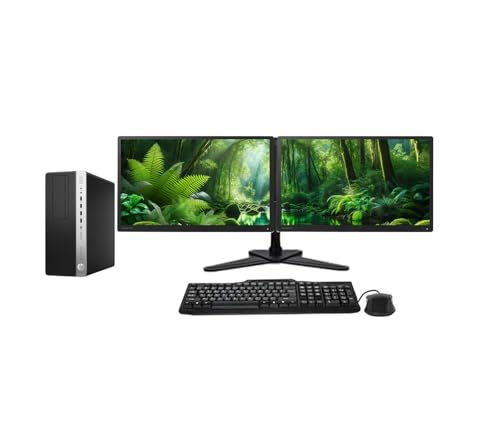 HP Dual Monitor Trading Setup EliteDesk 800 G5 PC - Intel Core i5 9th Gen, With 2 x 23 Matching HD 1080p Monitors, Leg Base Stand, Windows 11 Pro OS (Renewed) (32GB DDR4-1TB SSD)