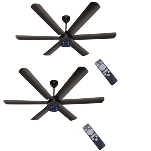 Image of XUGA Jovian F6D Premium Smart 1200mm, BEE 5-star BLDC fan,6 Blade,Remote Ceiling fan for Home, 100% Copper Motor,Energy Saving, High Air Delivery,LED Light, Black (Pack of 2)(5 Year Warranty)