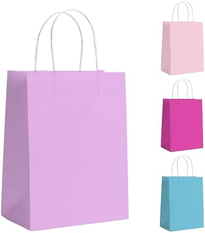 GIFTSAY Light Blue Party Bags 30 Pcs Paper Gift Bags for Kids Party, Paper Bags with Handles, Small Gift Bags Ideal for Birthday, Wedding, Baby Shower, Hen Party-15×8×21 CM