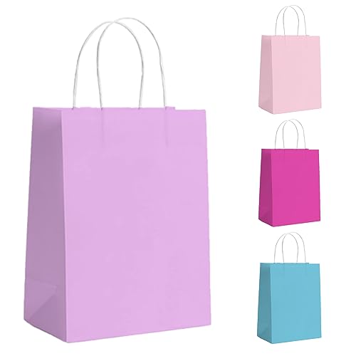 GIFTSAY Hellviolette Geschenktüten, 30 Stück, Papier-Partytüten für Kinderparty, Papiertüten mit Griffen, kleine Geschenktüten, ideal für Geburtstag, Hochzeit, Babyparty, Junggesellinnenabschied, 15 ×