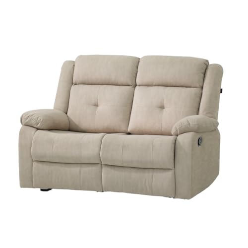 Image of Royaloak Wave Fabric Recliner Two Seater | Reclining Sofa | Pillow Top Armrest | High Backrest | Pocket Spring Comfort | Heavy-Duty Metal Base | Tufted Upholstery Design