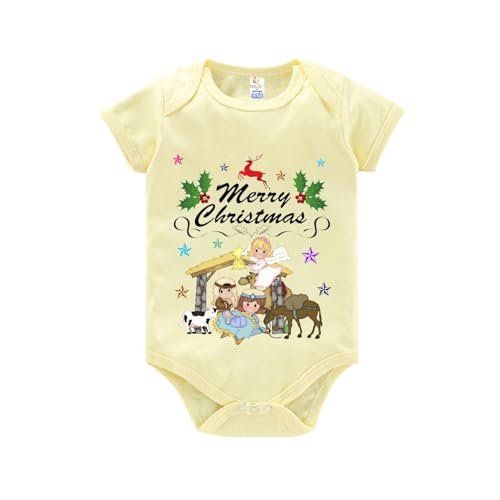 Image of baby wish Baby Christmas Bodysuits Newborn Santa Baby Romper Half Sleeve Unisex Romper Merry Christmas Party With Animal