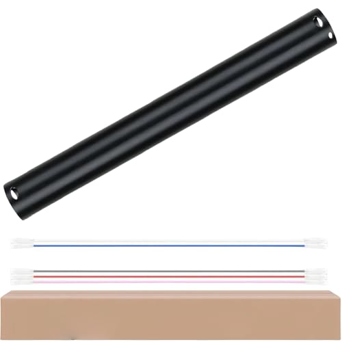 4 Inch Ceiling Fan Downrod, 1" Diameter Matte Black Ceiling Fan Extension Rod (No Threads) with 5 x 18-AWG Wires,Universal Down Rods for Ceiling Fans,Easy Installation