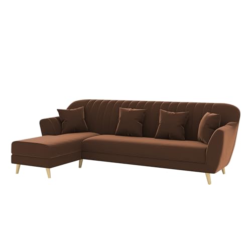 Image of Atticus LHS 6 Seater L Shape Sofa Set for Living Room (Brown Fabric) Premium Fabric Sofa Set