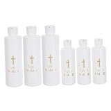 Élégance cérémonielle : ces flacons, utilisés comme bénitiers catholiques, arborent une croix imprimée du plus bel effet, rehaussant l’atmosphère sacrée des cérémonies de pâques, de baptême ou de première communion