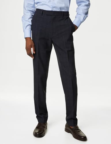 Image of Check Stretch Trousers T704441TNAVY (32)