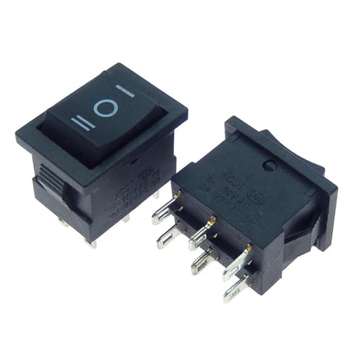 10PCS 21 * 15 mm 6A/250V 10A/125V 6Pin/3Pin 2 Position 3Position Boat Rocker Switch on Off Switch KCD1 Black 21x15mm AC(Red)