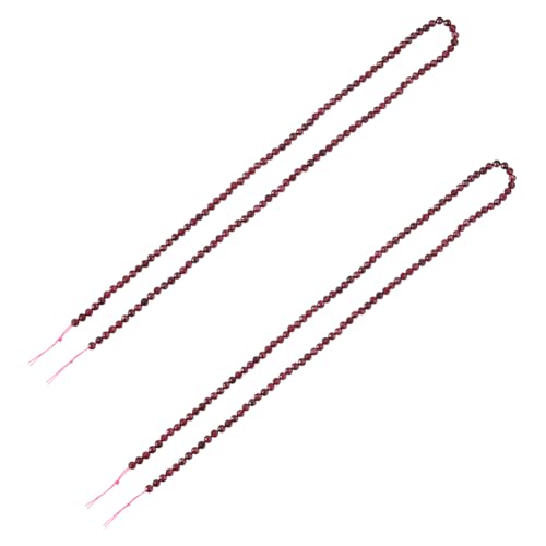 Hobbspring About 218Pcs Natural Garnet Beads 3mm Faceted Gemstone Beads Mini Gemstone Spacer Beads Red Loose Beads 2 Stands Small Beads Strands for Bracelet Necklace Earring Jewelry Making