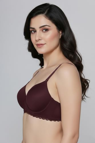 Image of Zivame Padded Plunge Wired Medium Coverage Tshirt Bra-Silver Bullet