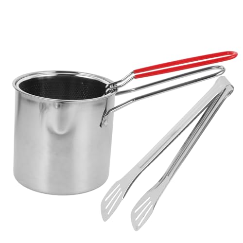 ABOOFAN Stainless Steel Deep Fryer Pot 304 Grade Round Basket Easy to Clean Compact Ergonomic Handle