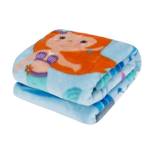 Image of EVERYDAY KIDS Toddler Throw Blanket - 30 inch by 40 inch - Mermaids Undersea Adventure - Super Soft, Plush, Warm and Comfortable