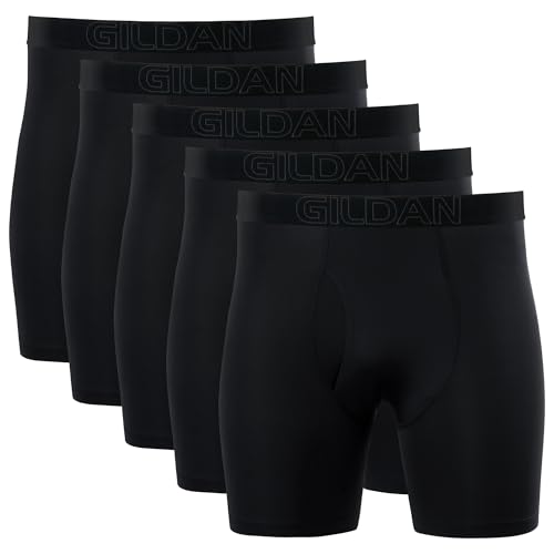 Gildan Men's Performance Underwear Boxer Briefs, Black (5-pack), XX-Large