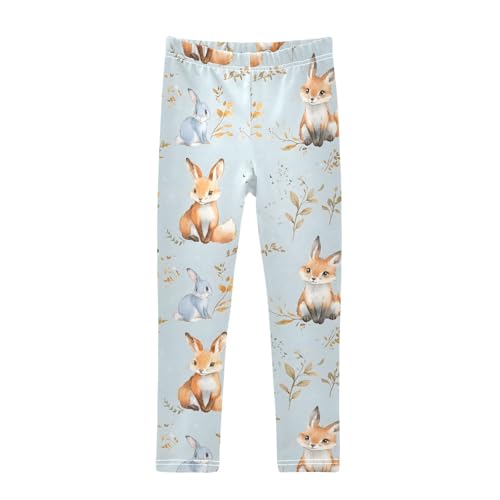 Fox Rabbit Leaf Girls Leggings Athletic Pants Tights Stretch Bottom